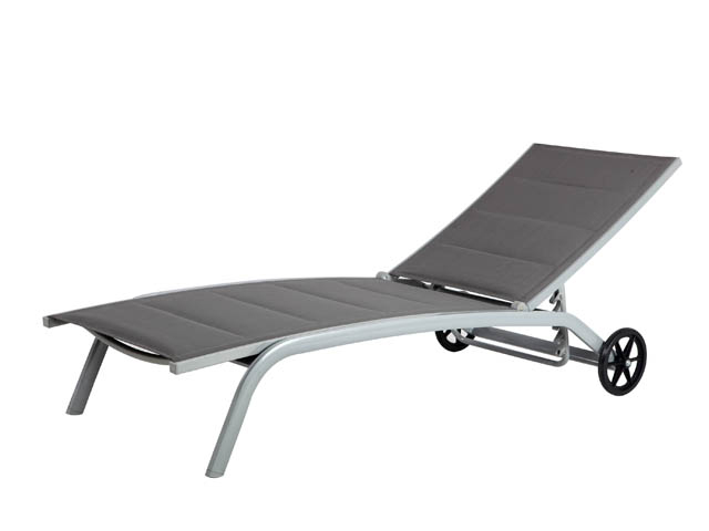 Tuinbed Grenada aluminium met gewatteerd textiel en wieltjes