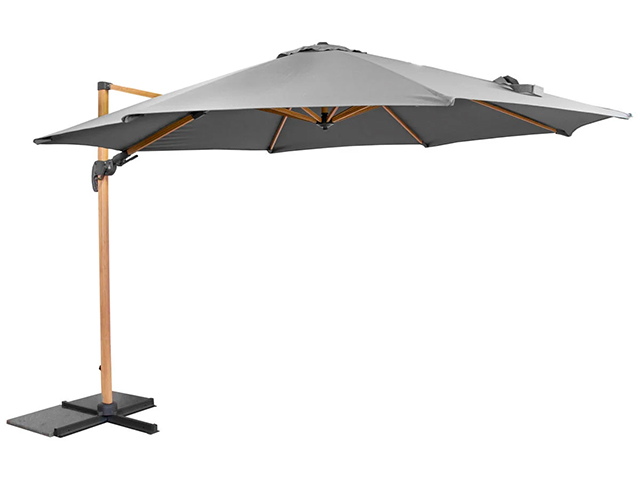 Zweefparasol Jamaica, houten mast en antraciet doek